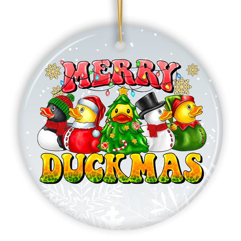 Merry Duckmas Christmas Ornament, Whimsical Rubber Duck Themed Holiday Decor