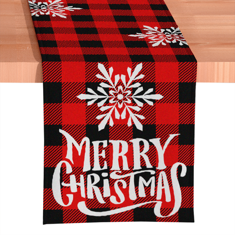 Plaid Merry Christmas 72" Jacquard Table Runner, High Quality Holiday Rectangle Tablecloth Decoration