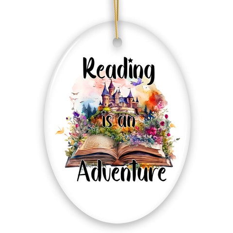 Reading is an Adventure Ornament, Book Lover of Fiction Christmas Gift