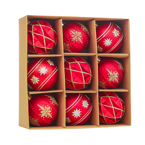 Red and Gold Unique Shatterproof Ornament Bauble Set