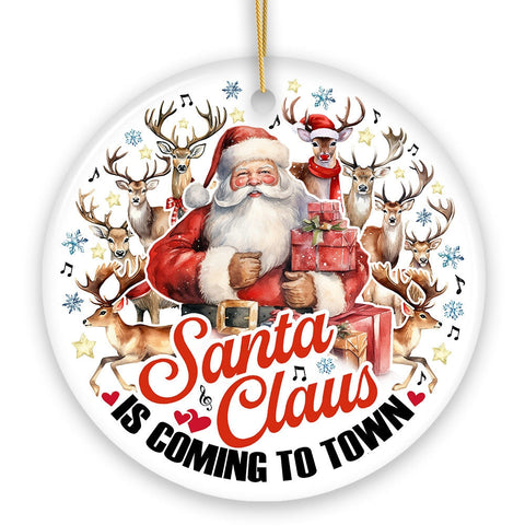 Santa Claus is Coming to Town Vintage Christmas Ornament, Artistic Tree Decoration