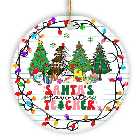 Santa’s Favorite Teacher Festive Holiday Christmas Gift Ornament