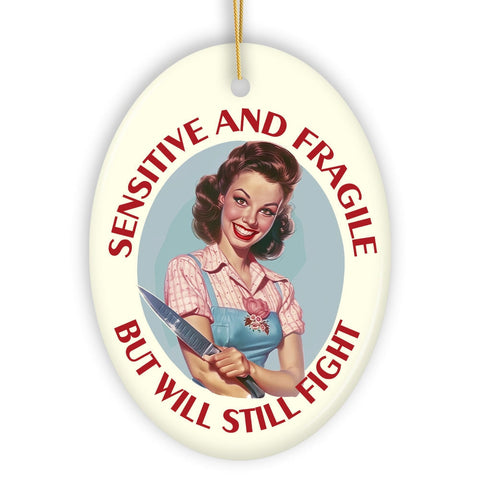 Sensitive and Fragile But Will Still Fight Ornament, Strong and Sweet Retro Homemaker for Bold Home Decor
