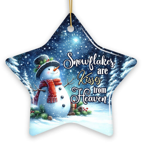 Snowflakes are Kisses from Heaven Ornament, Snowman in Serenity Christmas Memorial Gift