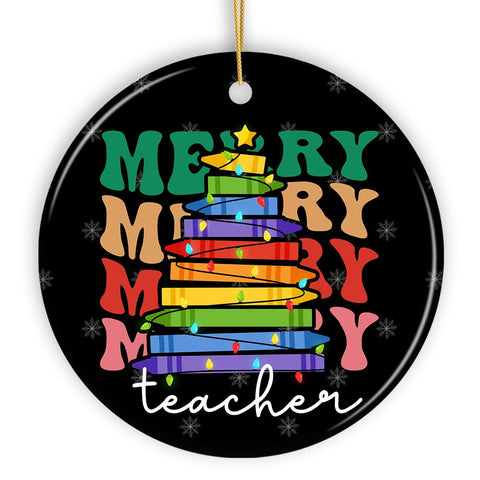 Teacher's Colorful Crayon Christmas Tree Ornament, Fun and Festive Educator Gift
