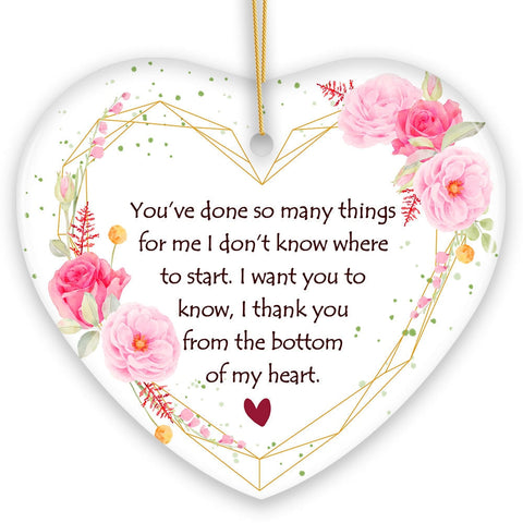 Thank You From The Bottom of My Heart Christmas Ornament, Appreciation Gift for Friends and Family