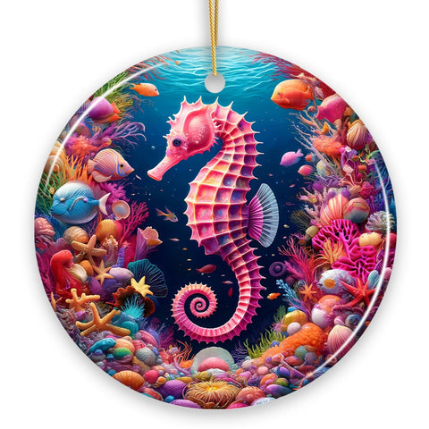 Tropical Tide Treasure Radiant Seahorse Ornament, Ocean-Themed Gift And Decor