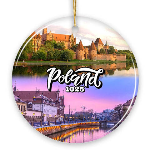 Vibrant Poland Cultural Heritage Ornament, Eastern European Landmarks Christmas Gift and Warsaw Souvenir