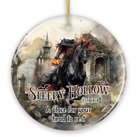Vintage Sleepy Hollow Dark and Spooky Ornament, Headless Horseman Halloween Souvenir