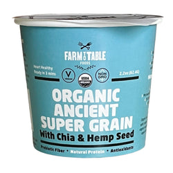 Farm to Table Foods Organic Chia and Hemp Ancient Grain Oatmeal Cup - 2.2 OZ 12 Pack