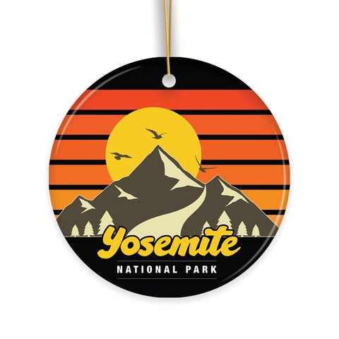 Yosemite National Park Retro Style Ornament, California USA  Tourist Attraction and Gift