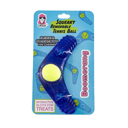 Jojo Modern Pets Eco-Friendly TPR Tennis Ball Squeak Boomerang Dog Toy - 1 CT 10 Pack