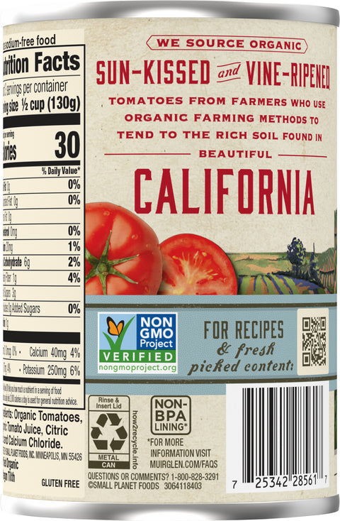 Muir Glen Organic No Salt Added Fire Roasted Diced Tomatoes 14.5 OZ