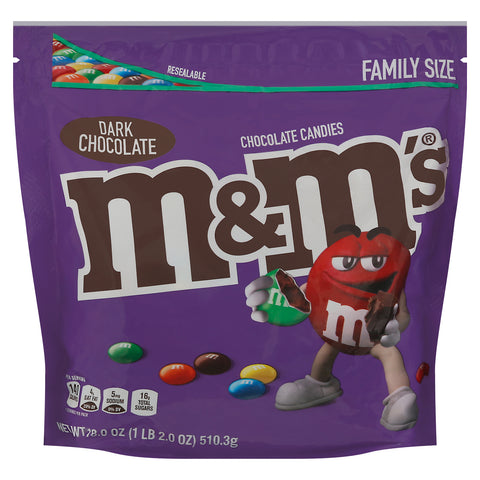 M&M's Dark Chocolate Chocolate Candies Family Size 18.0 oz - 8 Pack