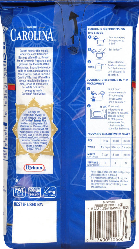 Carolina Rice Basmati Bag 32 OZ
