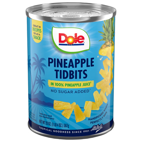 Dole Pineapple Tidbits In 100% Juice 20 OZ