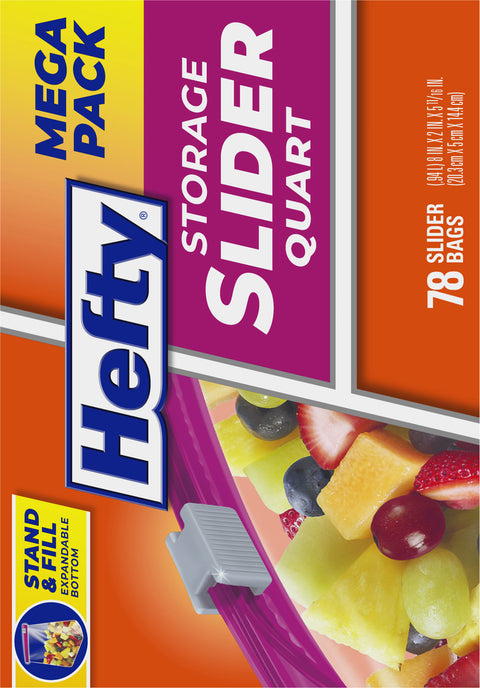 Hefty Slider Food Storage Quart Bag 78 CT