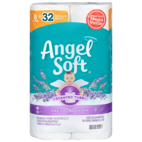 Angel Soft 2-ply Mega Rolls Scented Tube Fresh Lavender Bathroom Tissue Mega Rolls 8 ea - 6 Pack