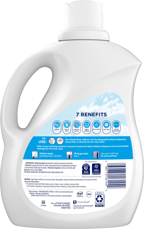 Downy Fabric Softener Liquid (Fabric Conditioner), Cool Cotton Scent, 100 fl oz, 136 Loads