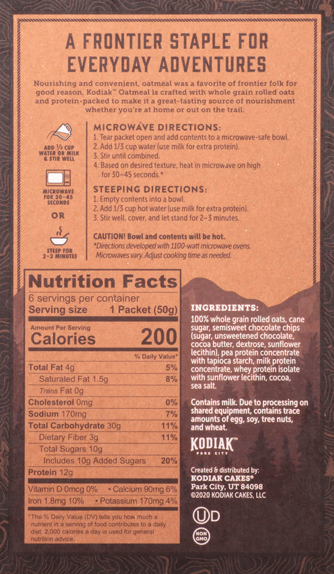 Kodiak Cakes Oatmeal Unleashed Chocolate Chip 10.58 OZ