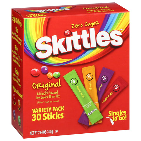 Skittles Singles To Go Zero Sugar Original Drink Mix Variety Pack 30 ea