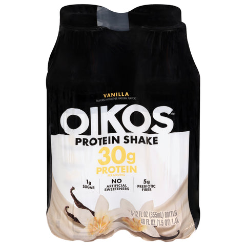 Oikos Vanilla Protein Shake 4 - 12 fl oz Bottles - 3 Pack