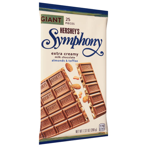 Hershey's Symphony Milk Chocolate Almond with English Toffee Giant Candy Bar 7.37 OZ