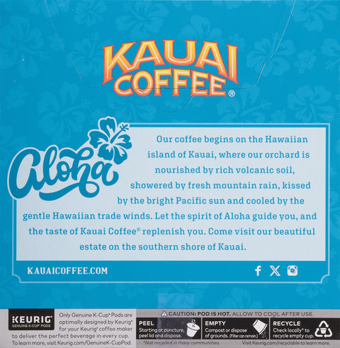 Kauai Coffee Medium Roast Ground 10% Hawaiian Garden Isle Coffee 32 K-Cup Pods