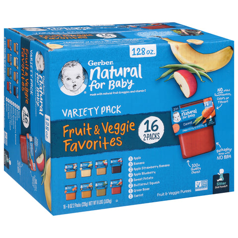 Gerber Fruit & Veggie Purees Baby Food 128 OZ