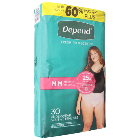 Depend Fresh Protection Maximum Underwear M 30 ea