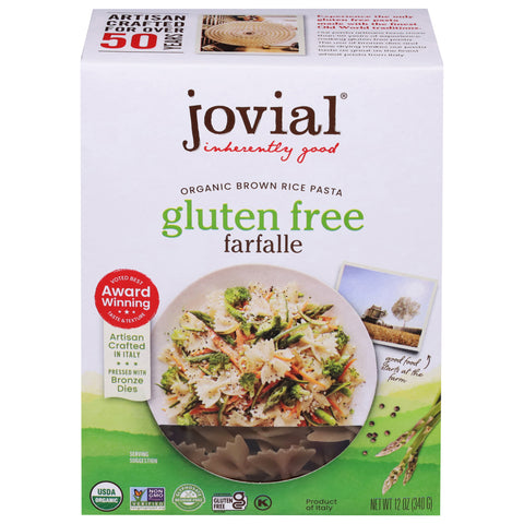 Jovial Organic Brown Rice Pasta Farfalle 12 oz - 12 Pack