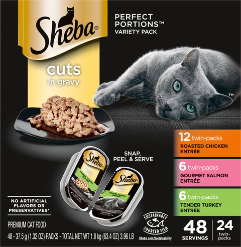 Sheba Perfect Portions Cuts in Gravy Premium Cat Food Variety Pack 48