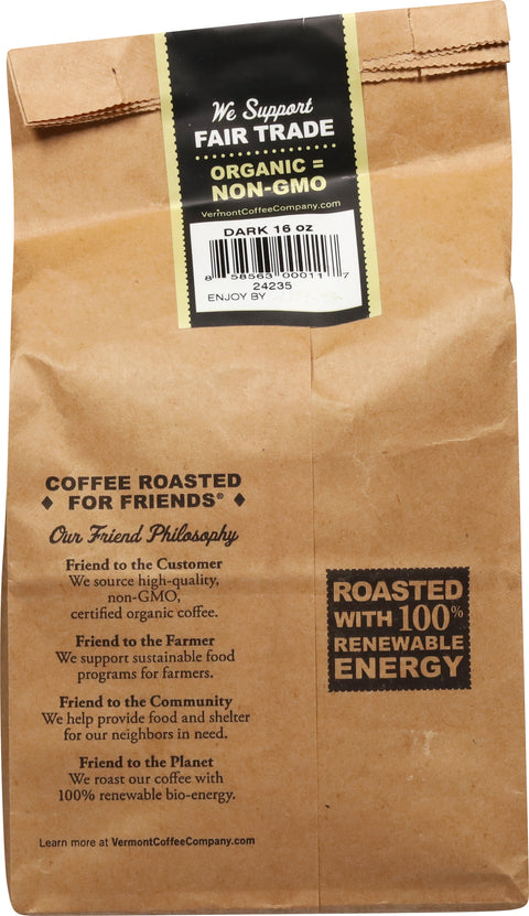 Vermont Coffee Company Organic Dark Whole Bean Coffee 16 oz