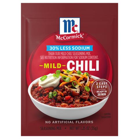 McCormick Seasoning Mix Pouch Low Sodium Chili Mild - 1.25 OZ 12 Pack