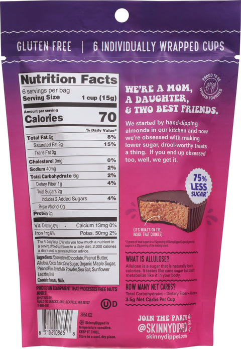 Skinny Dipped Cups Dark Chocolate Peanut 3.17 OZ