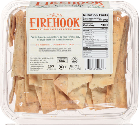 Firehook Organic Rosemary Sea Salt Baked Crackers 8 oz