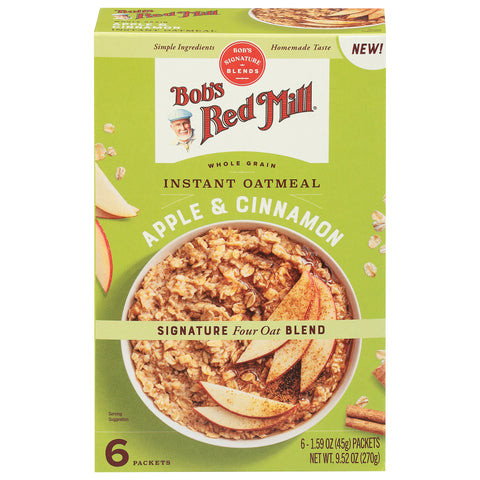 Bob's Red Mill Whole Grain Apple & Cinnamon Instant Oatmeal 6 - 1.59 oz Packets - 4 Pack