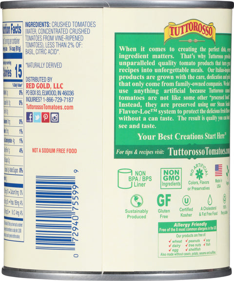 Tuttorosso Crushed Tomatoes No Salt Added 28 OZ
