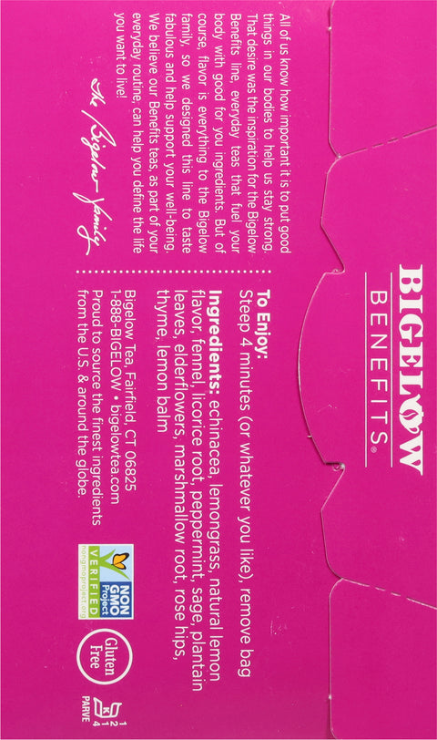 Bigelow Benefits Lemon & Echinacea Herbal Tea 18 CT