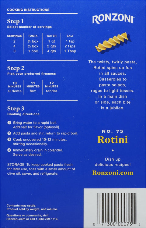 Ronzoni Rotini Pasta 16 OZ