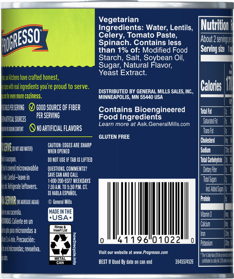 Progresso Vegetable Classics Soup Lentil 19 OZ