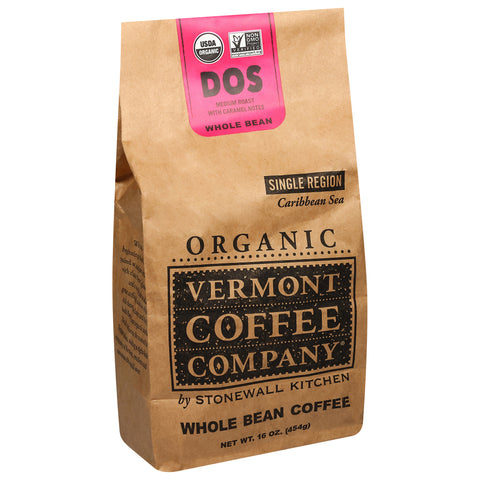 Vermont Coffee Company Organic Single Region Caribbean Sea Medium Roast Whole Bean Dos Coffee 16 oz