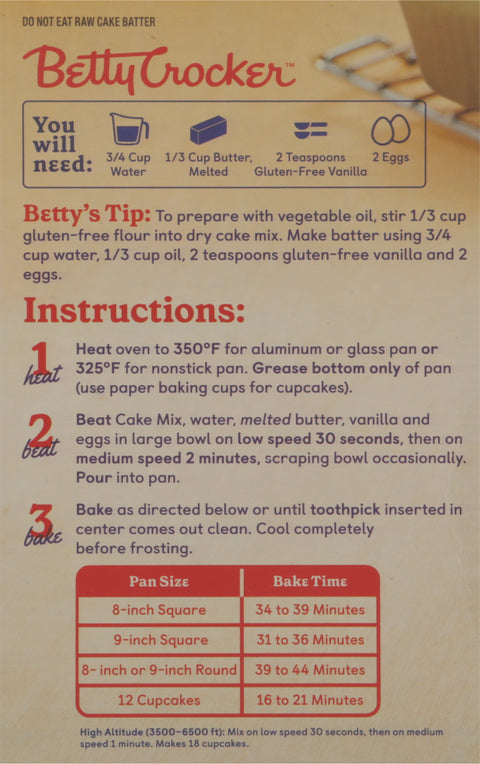 Betty Crocker Mix Cake Gluten Free Yellow 15 OZ