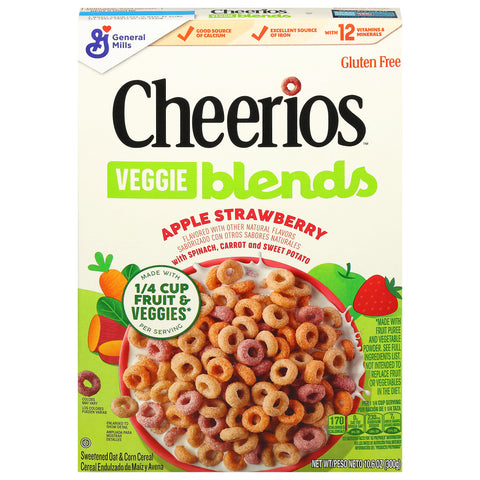 Cheerios Veggie Blends Apple Strawberry Cereal 10.6 oz - 12 Pack