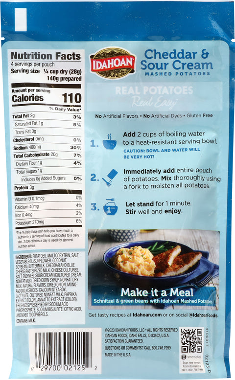 Idahoan Chedder & Sour Cream Mashed Potatoes 4 OZ