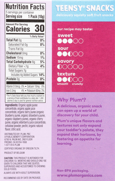 Plum Organics Teensy Berry Mixed Berry Fruits Snacks 1.75 OZ