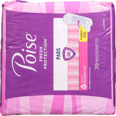 Poise Fresh Protection 5 Long Maximum Pads 39 ea