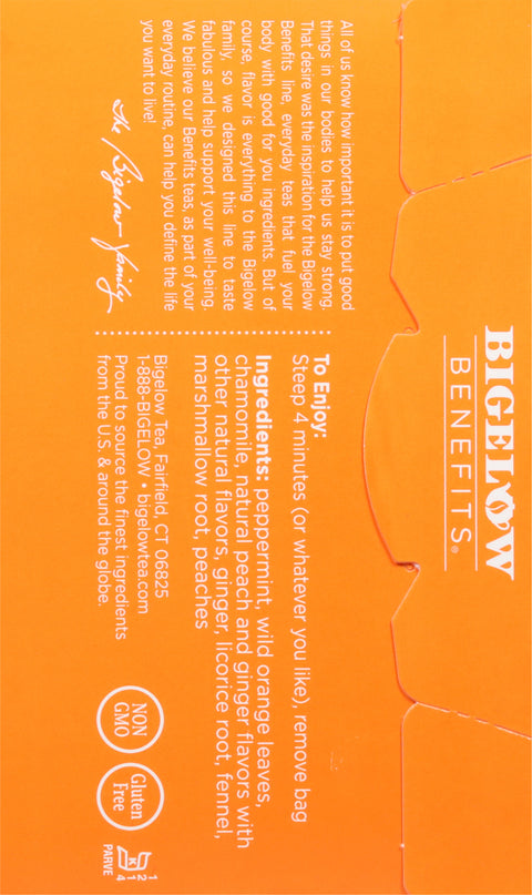 Bigelow Benefits Ginger & Peach Herbal Tea 18 CT