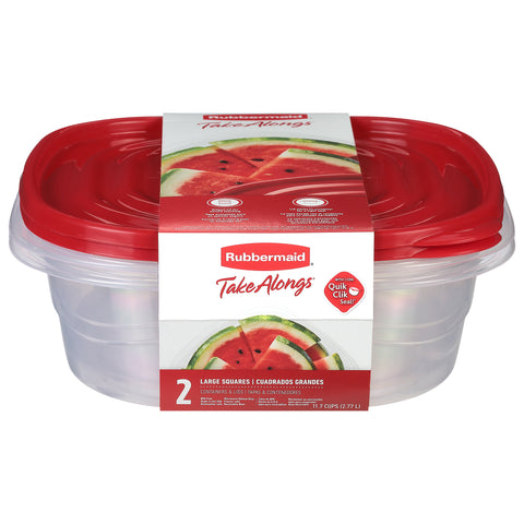 Rubbermaid Take Alongs 11.7 Cup Large Squares Containers & Lids 2 ea - 4 Pack