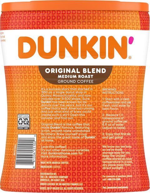 Dunkin' Medium Roast Original Blend Ground Coffee 30 OZ